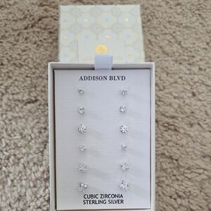 Silver Stud Earrings Set